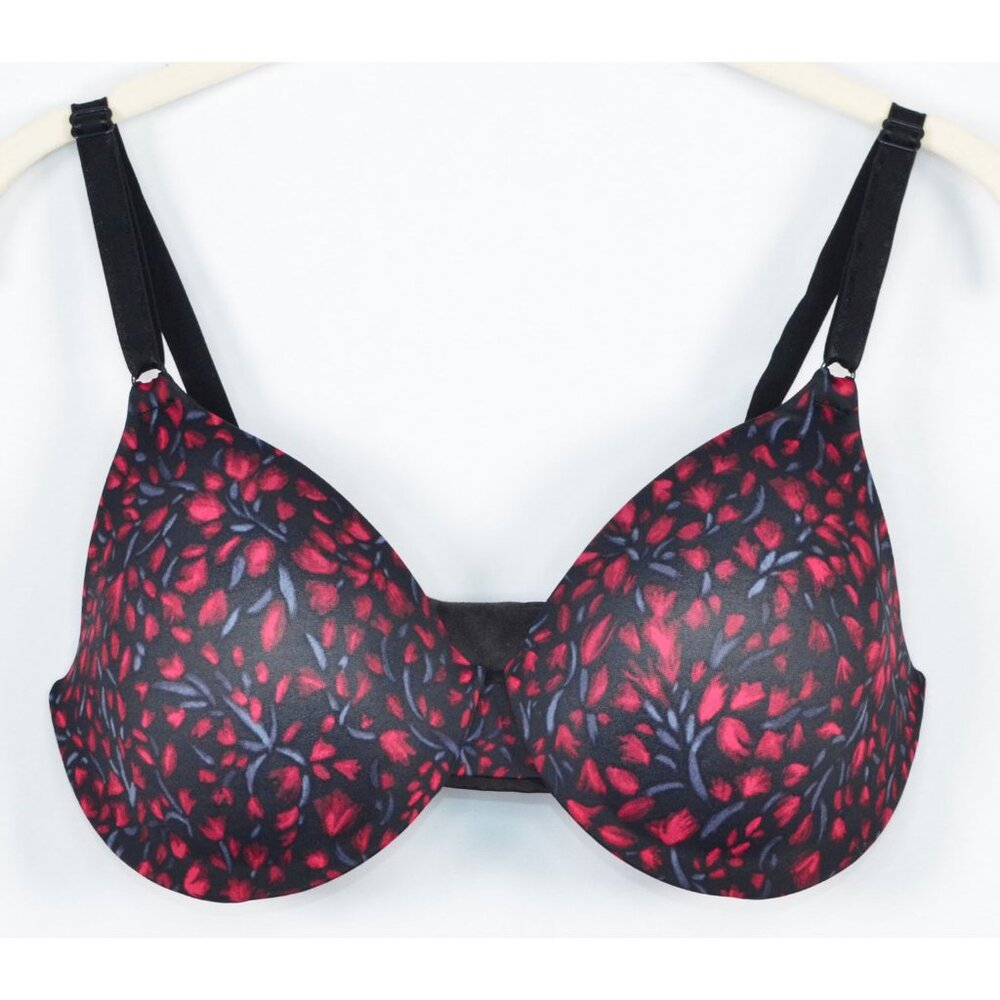 Warner’s This Is Not A Bra Cushioned Underwire T-Shirt Bra Black Floral 34D